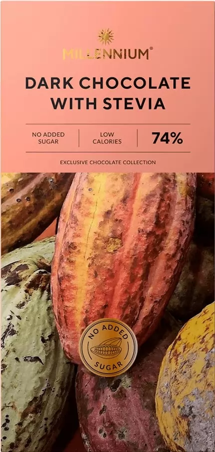 Millennium tableta de ciocolata cu 74% cacao- STEVIA fara zahar 100 G