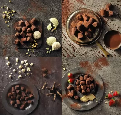 Cutie cu trufe de ciocolata neagra diverse sortimente Monty 190g