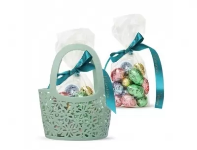 Cos cu oua din ciocolata belgiana Valentino Garden Gift Bleu 200G